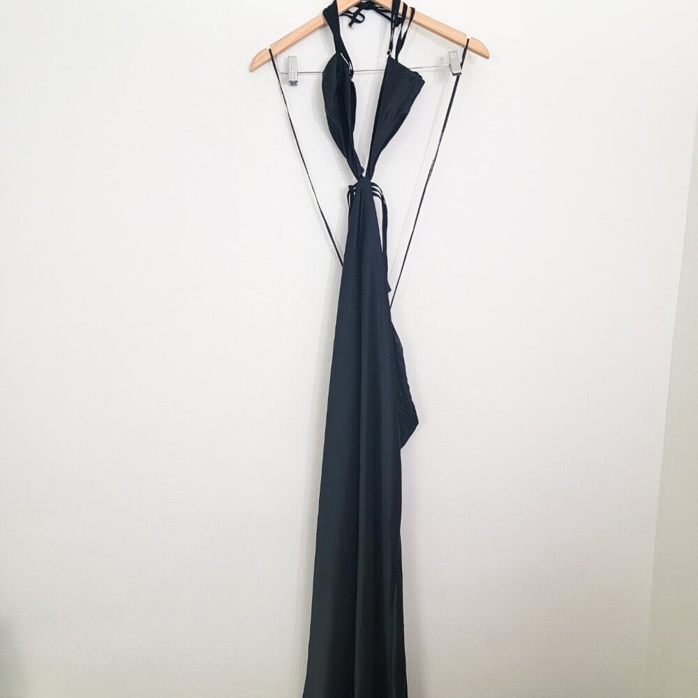 Retrofete Selma Cutout Maxi Dress in Black Satin Large - Picture 3 of 10